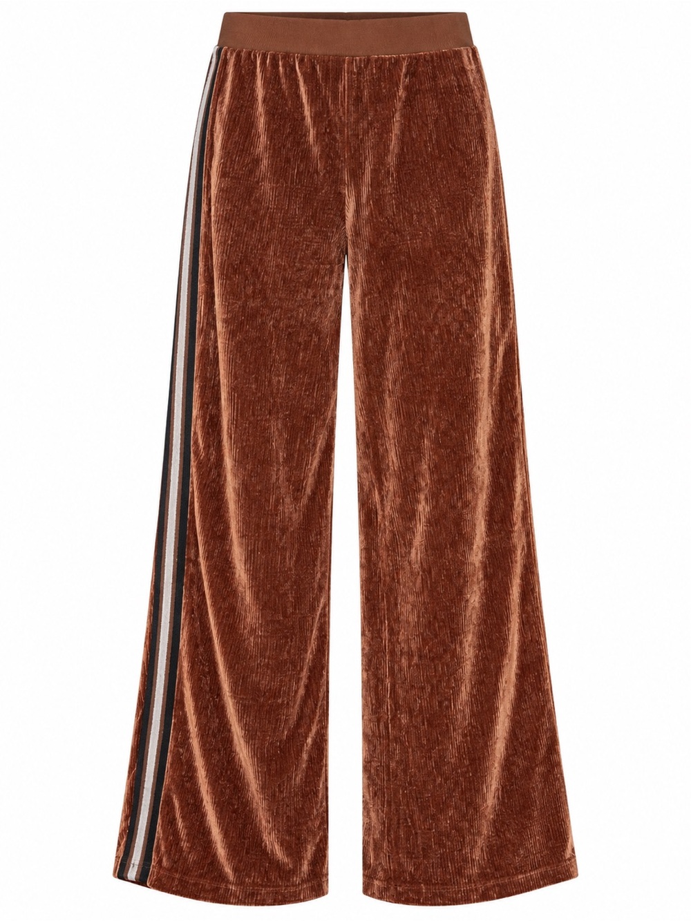 Cristina Gavioli Y2K Brown Velvet Textured Wide Leg Pants Size 8 Track Stripe